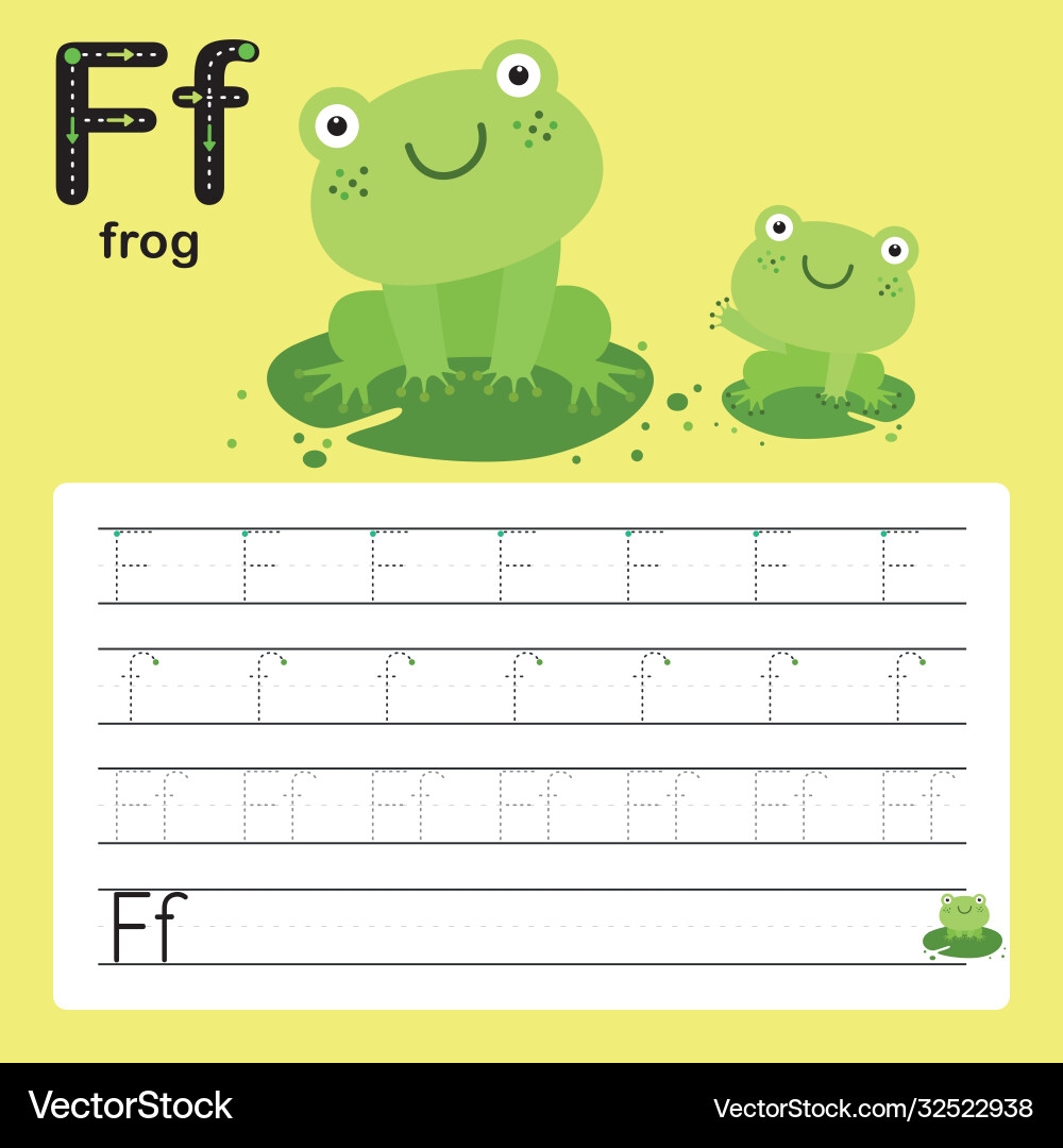 F Frog Alphabet Tracing Worksheet For Preschool Royalty Free Vector VectorStock F Frog Alphabet Tracing Worksheet For Preschool Royalty Free Vector VectorStock