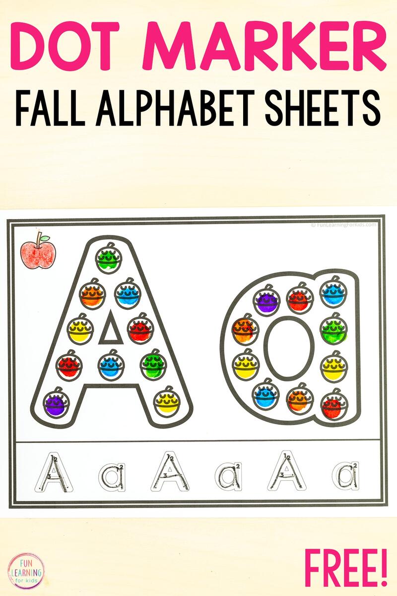 Fall Dot Letter Alphabet Sheets For Literacy Centers