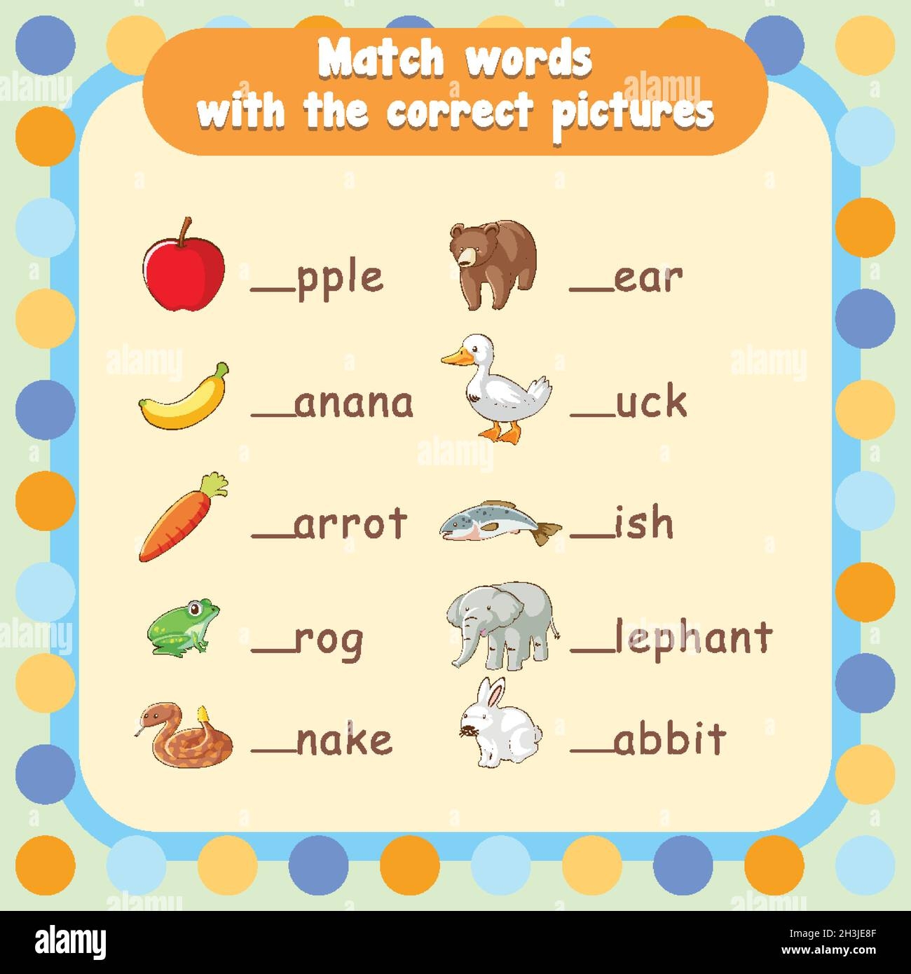 Fill In The Missing Letter Worksheet Template Illustration Stock Vector Image Art Alamy Fill In The Missing Letter Worksheet Template Illustration Stock Vector Image Art Alamy
