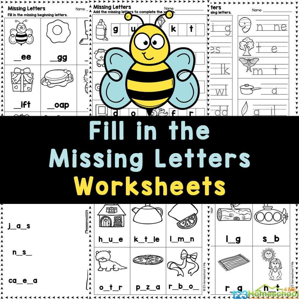 Fill In The Missing Letters Free Complete Missing Letters In Words Worksheets Fill In The Missing Letter Worksheet Template Royalty Free Vector VectorStock