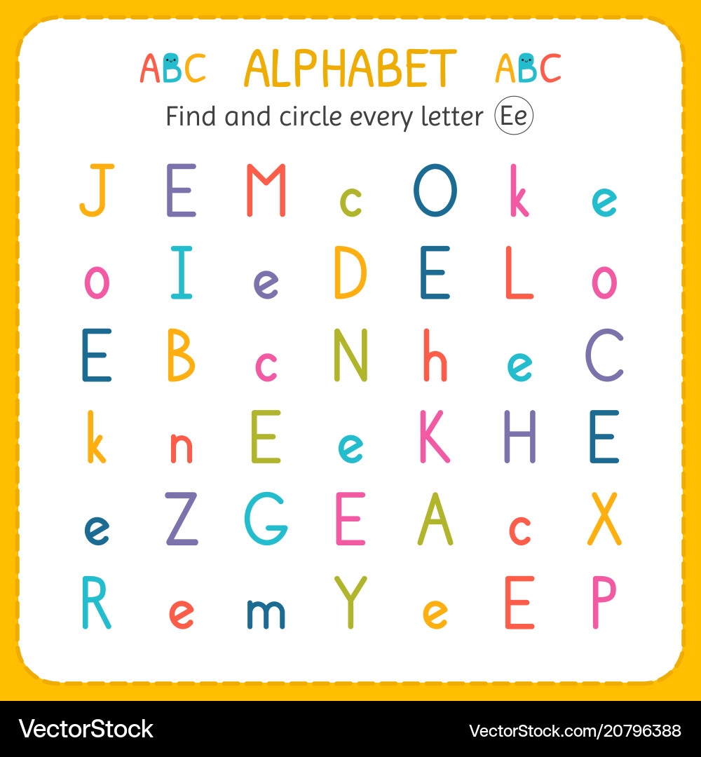Find And Circle Every Letter E Worksheet Royalty Free Vector VectorStock Find And Circle Every Letter E Worksheet Royalty Free Vector VectorStock