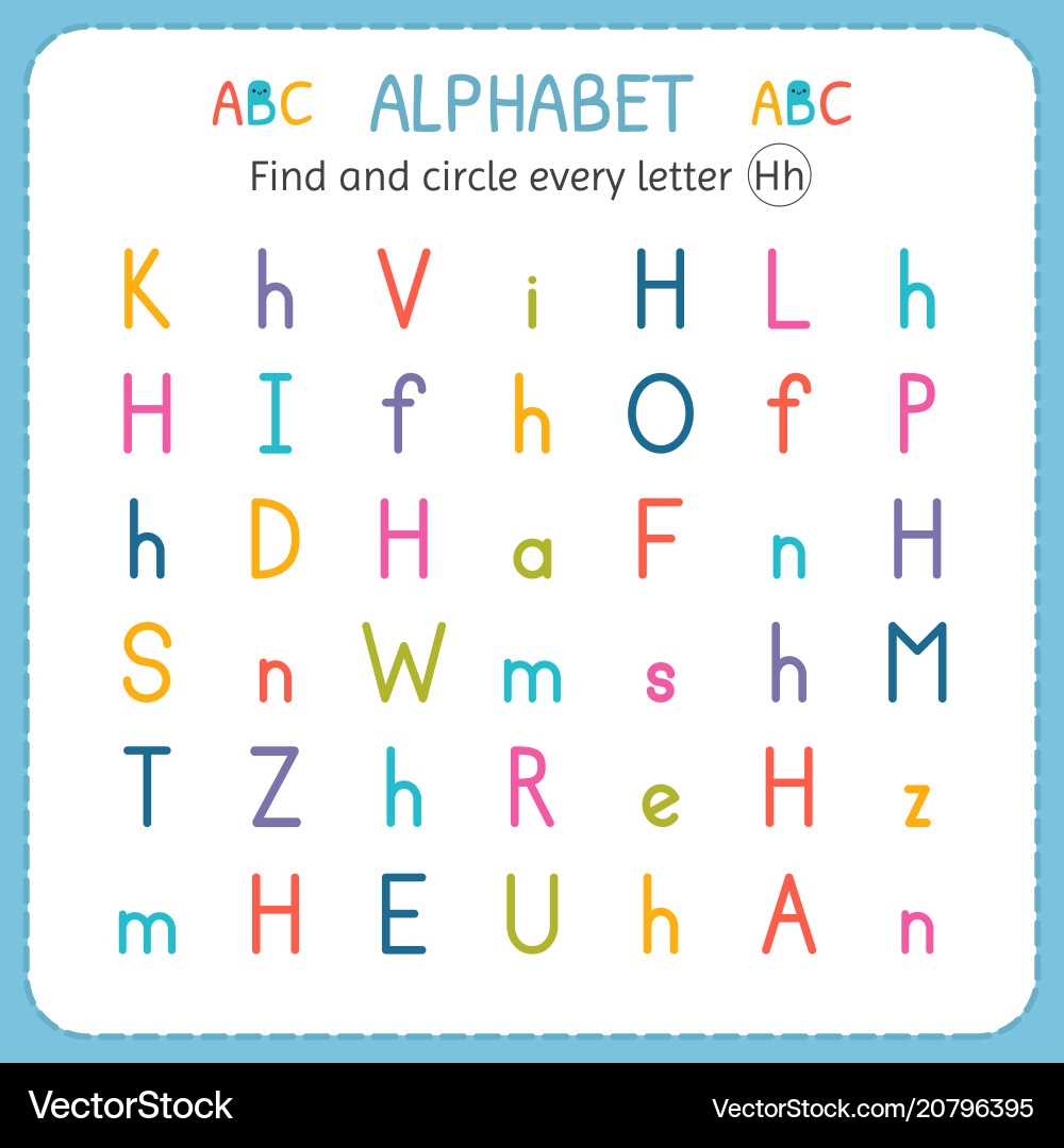 Find And Circle Every Letter H Worksheet Royalty Free Vector VectorStock