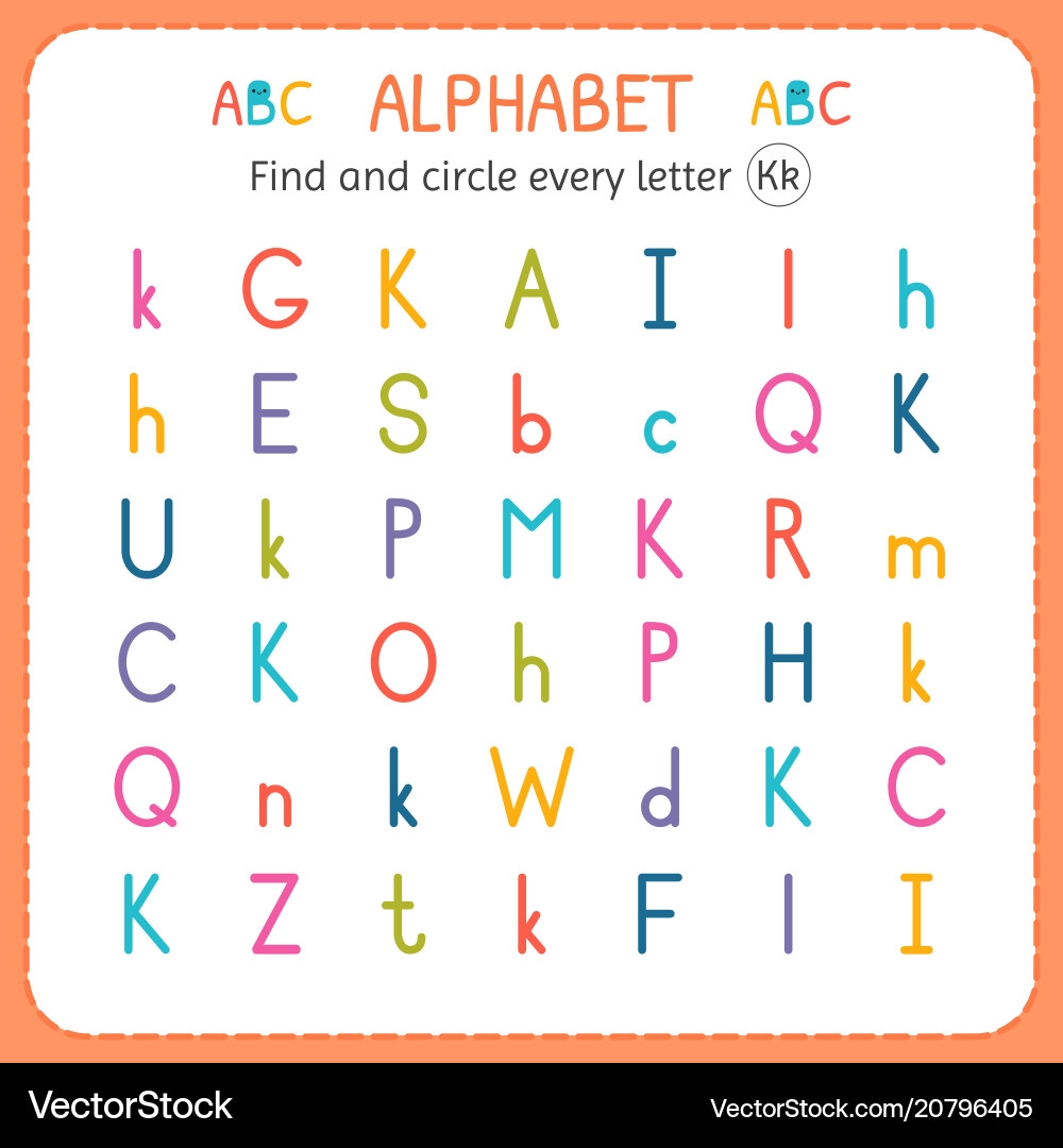 Find And Circle Every Letter K Worksheet Royalty Free Vector VectorStock