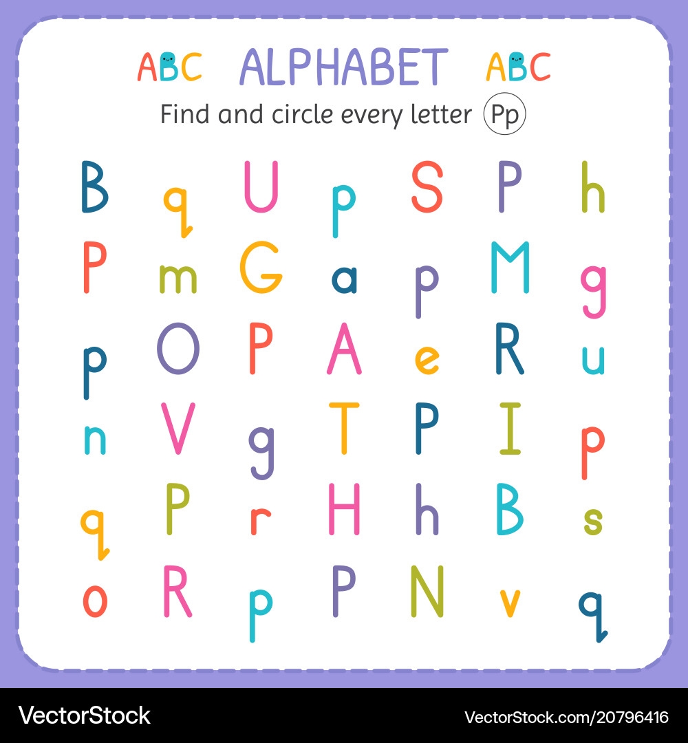 Find And Circle Every Letter P Worksheet Royalty Free Vector VectorStock Find Color All Letters P Educational Stock Vector Royalty Free 2248765901 Shutterstock