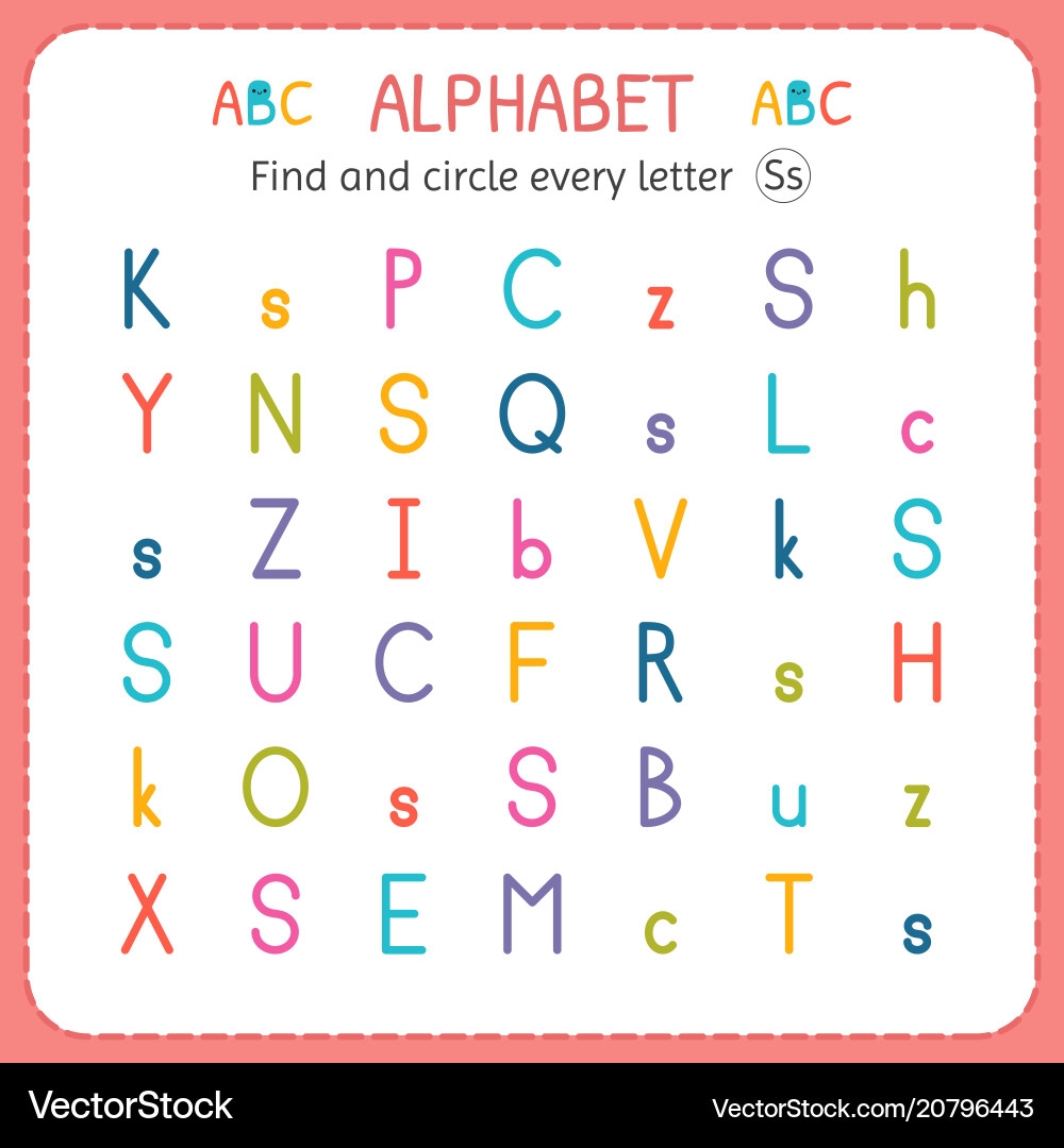 Find And Circle Every Letter S Worksheet Royalty Free Vector VectorStock Find And Circle Every Letter S Worksheet Royalty Free Vector VectorStock