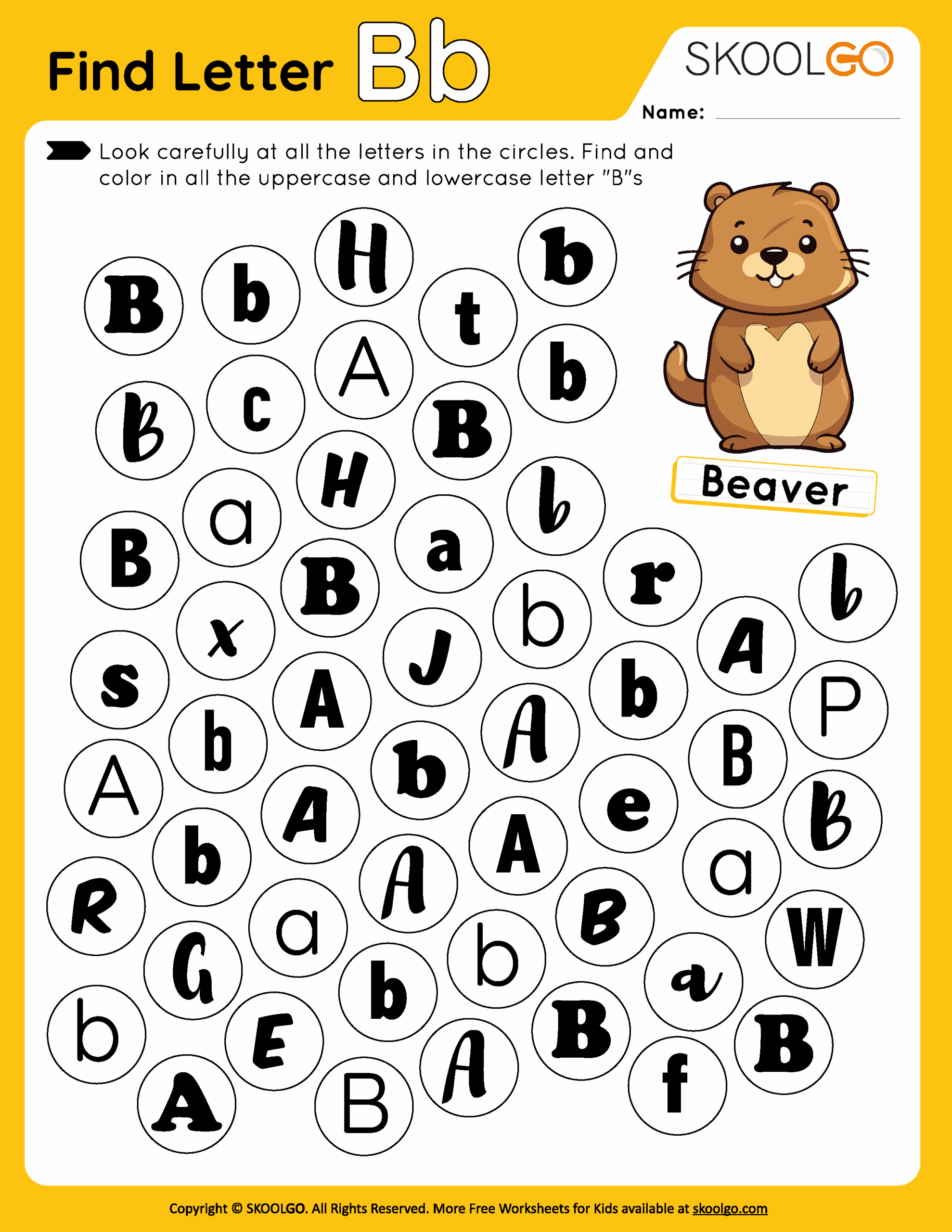 Find Letter B Free Worksheet For Kids SKOOLGO