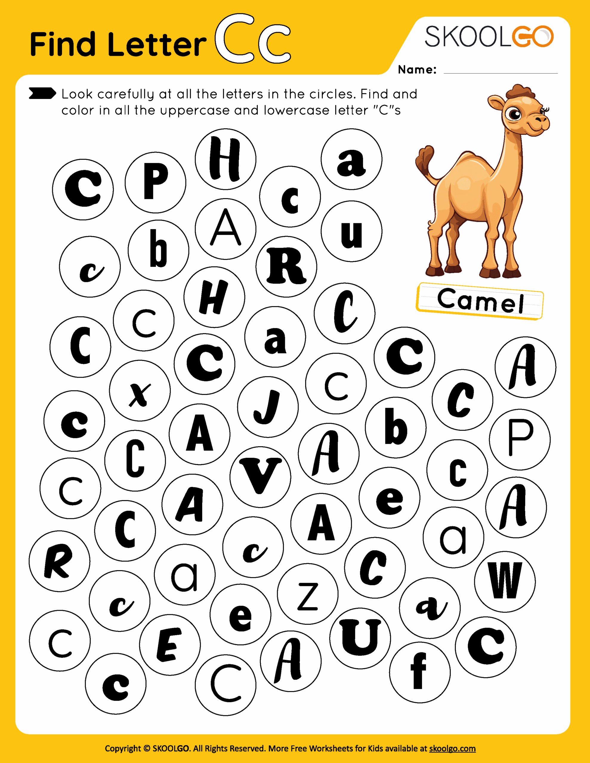 Find Letter C Free Worksheet For Kids SKOOLGO