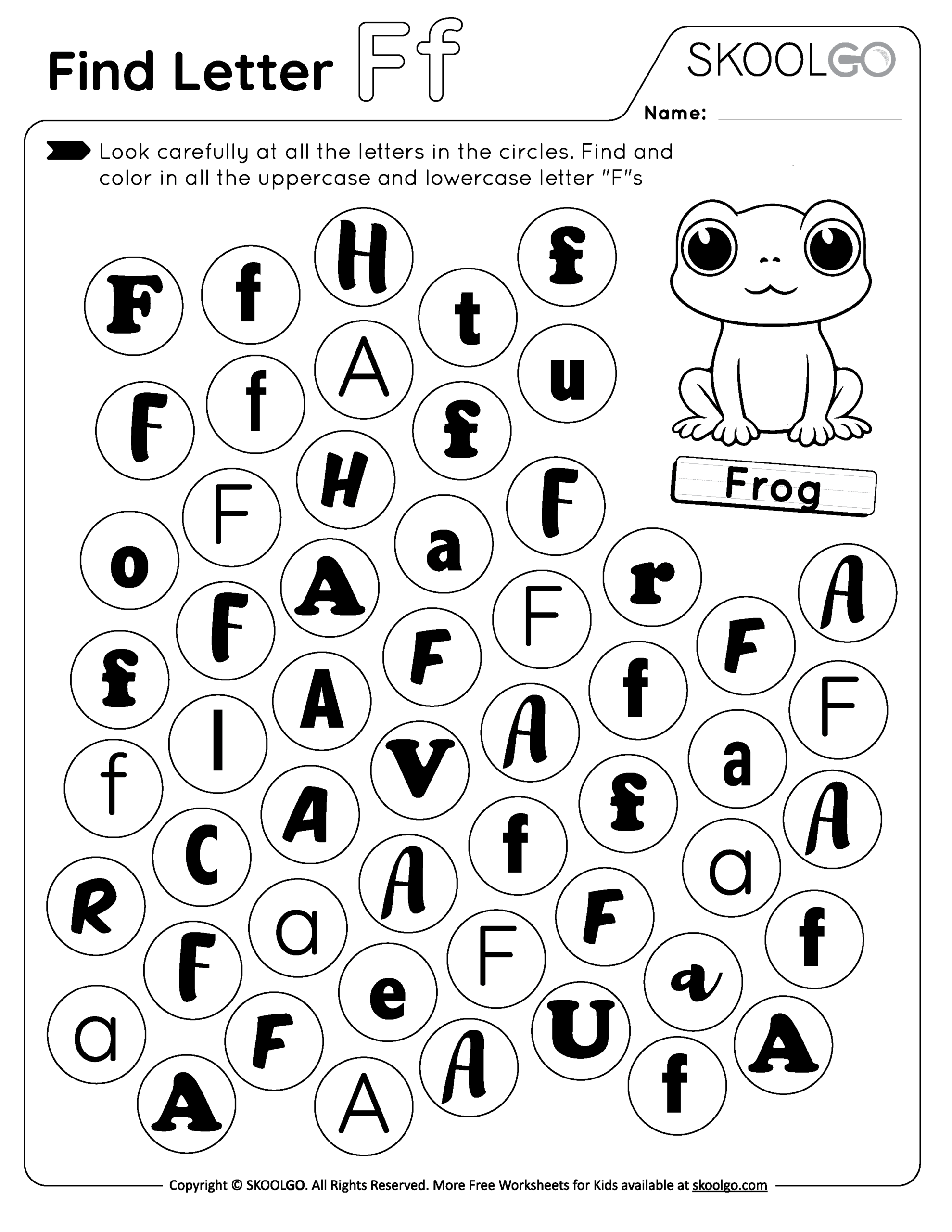 Find Letter F Free Worksheet For Kids SKOOLGO