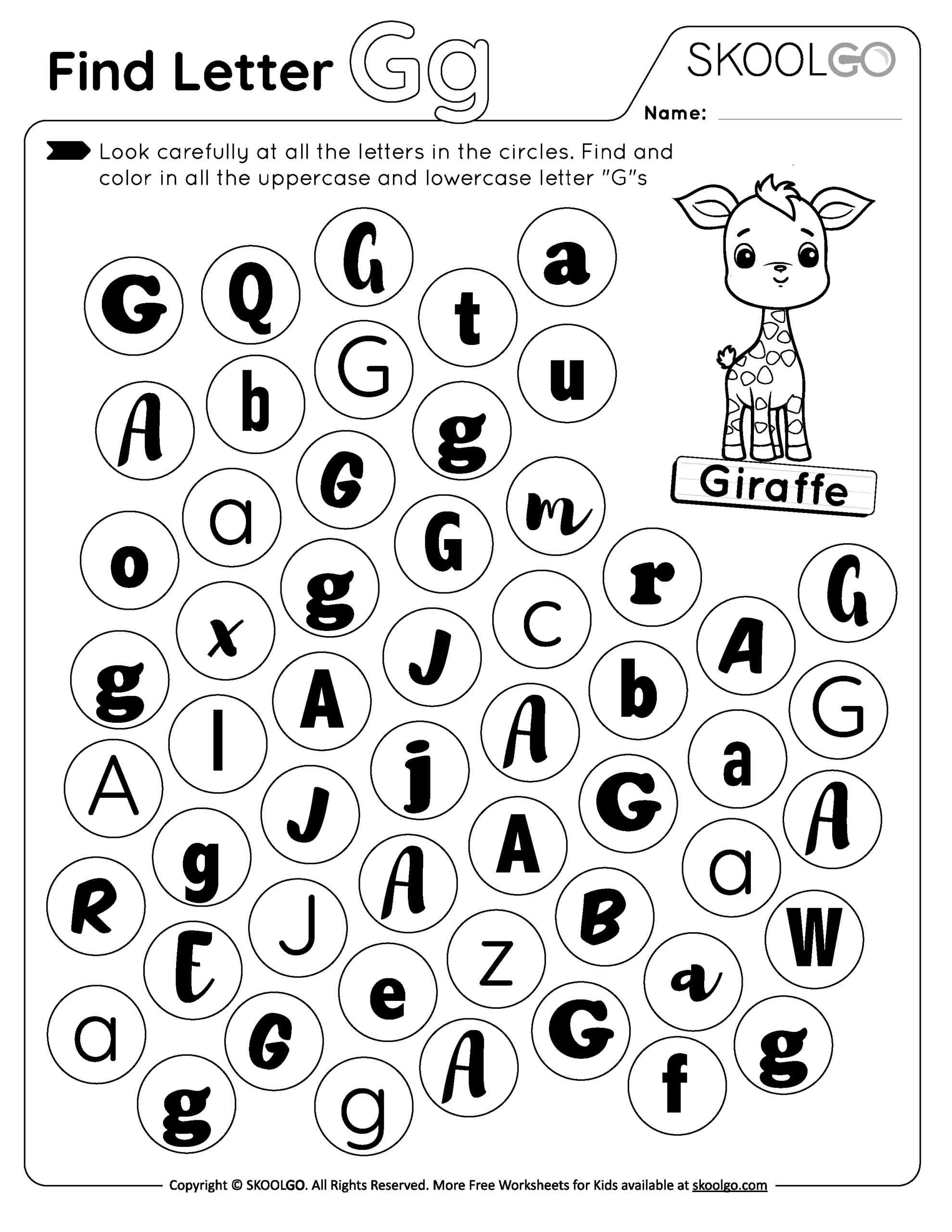 Find Letter G Worksheet SKOOLGO Find Letter G Worksheet SKOOLGO