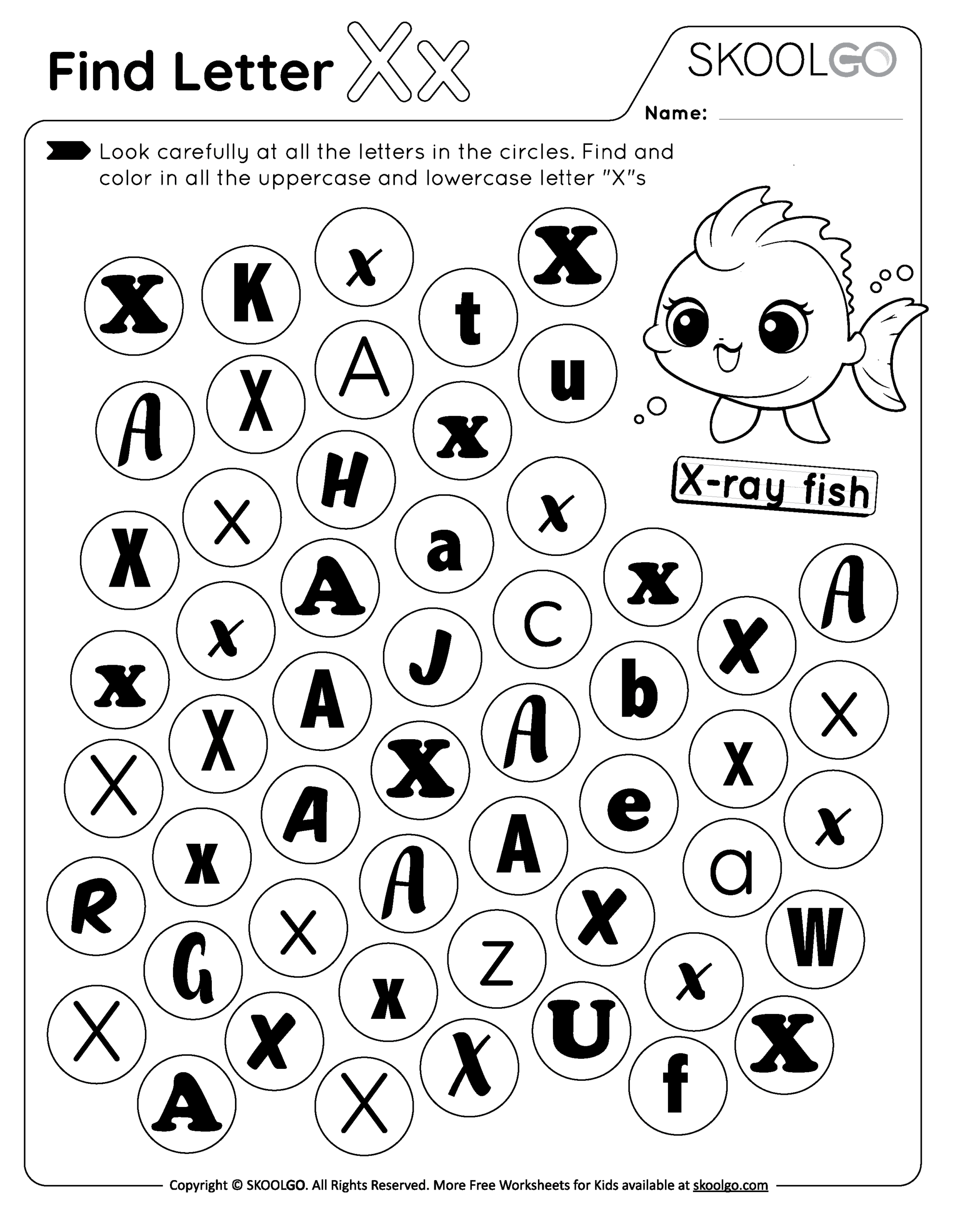Find Letter X Free Worksheet For Kids SKOOLGO