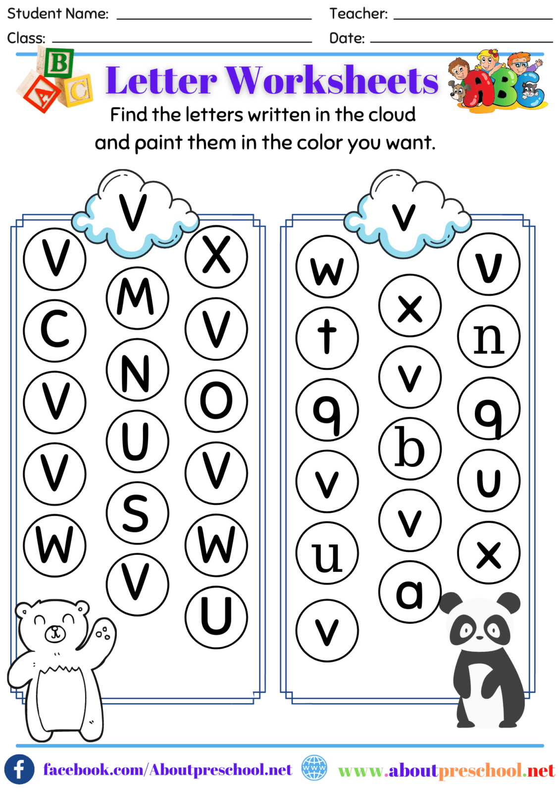 Find The Letter V Worksheets Easy Peasy And Fun Membership Worksheets Library