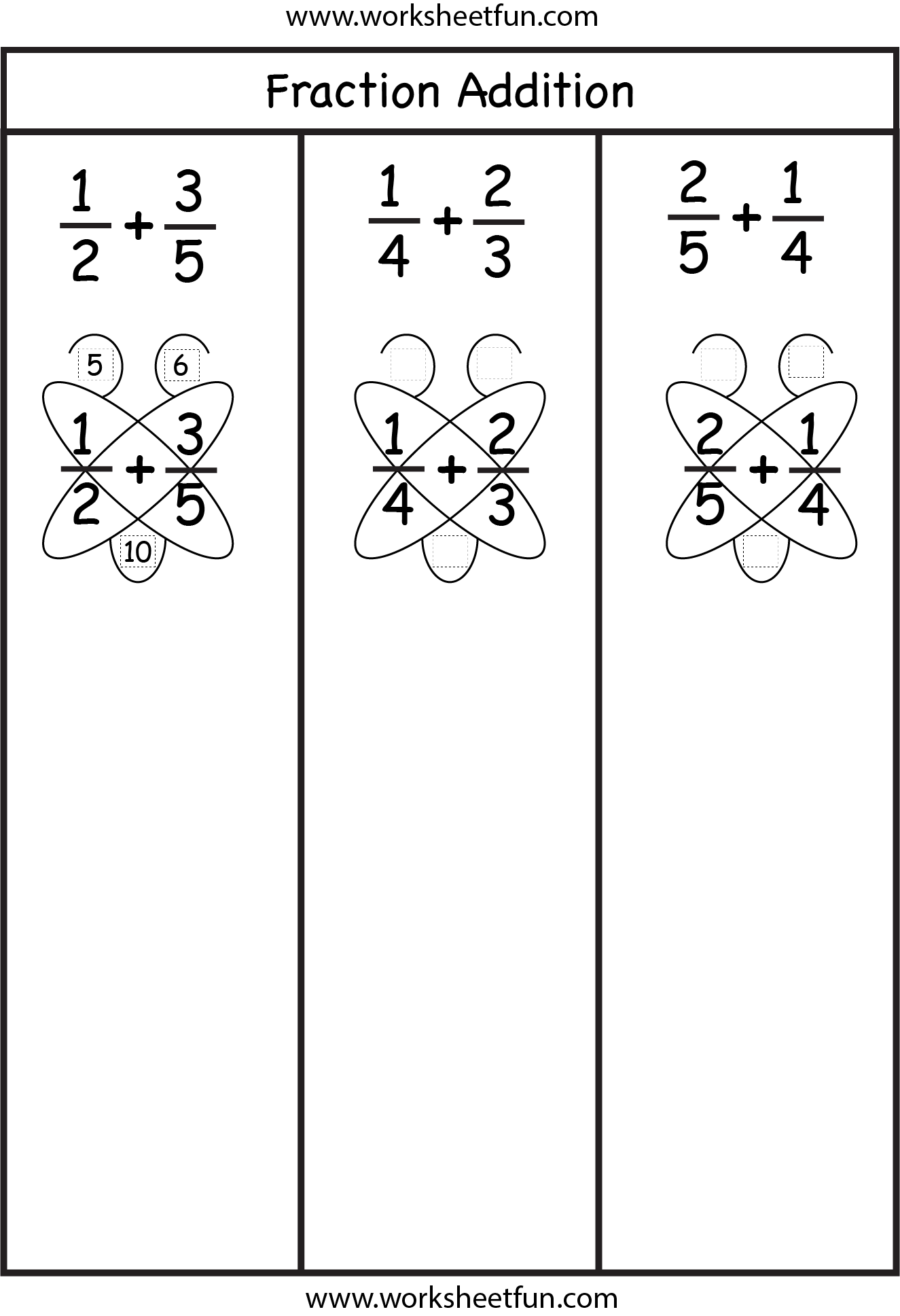Fraction Addition Butterfly Method FREE Printable Worksheets Worksheetfun