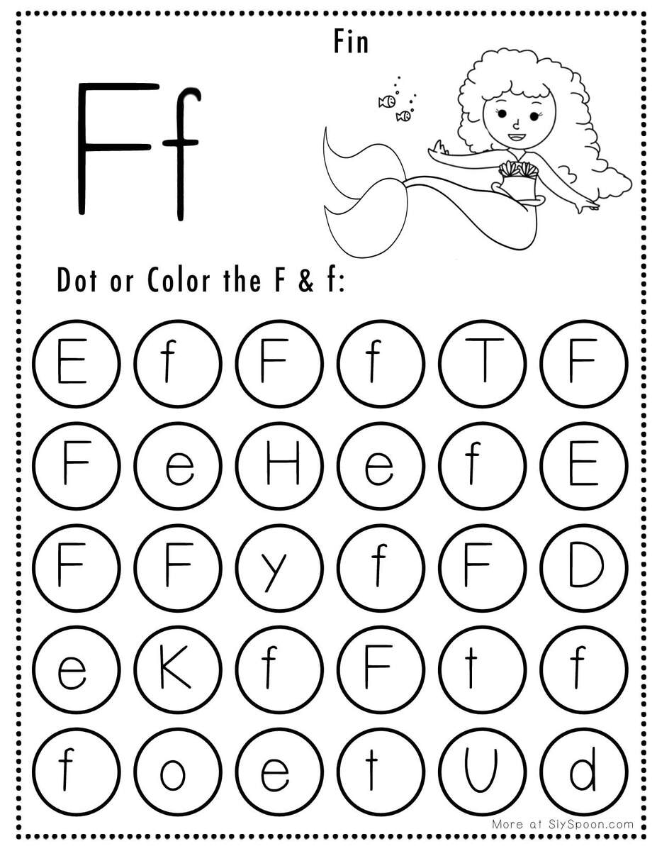 Free Alphabet Do A Dot Printables Worksheets Letter F Mermaid Themed Sly Spoon Phonics 3 Letter Words CVC Writing IN EN ESL Worksheet By Matthew ELSP