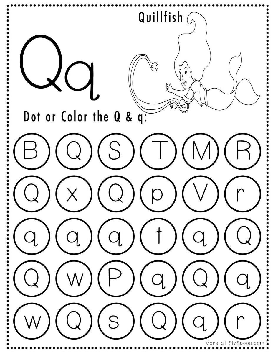 Free Alphabet Do A Dot Printables Worksheets Letter Q Mermaid Themed Sly Spoon Letter Q Preschool Printables Preschool Mom