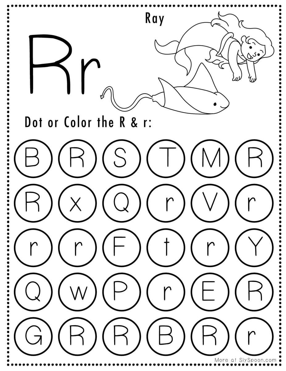 Free Alphabet Do A Dot Printables Worksheets Letter R Mermaid Themed Sly Spoon Letter R Preschool Printables Preschool Mom