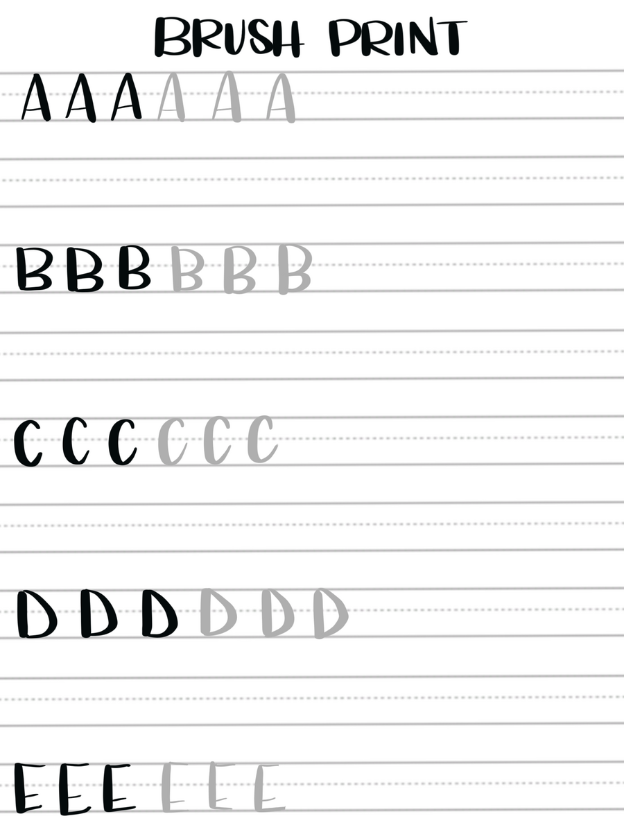 Free Brush Lettering Practice Pages Uppercase Print Alphabet Amy Latta Creations