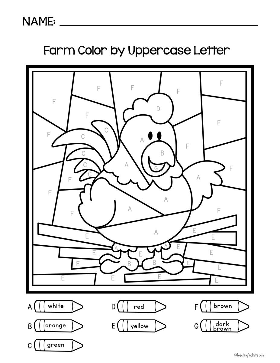 Free Farm Animal Color By Letter Printable Worksheets Teaching Pockets Free Farm Animal Color By Letter Printable Worksheets Teaching Pockets