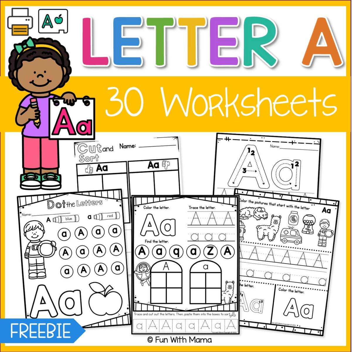Free Letter A Alphabet Learning Worksheet For Preschool