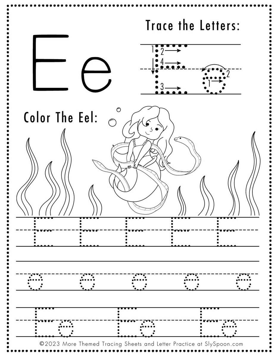 Uppercase Letter E Tracing Worksheet Doozy Moo