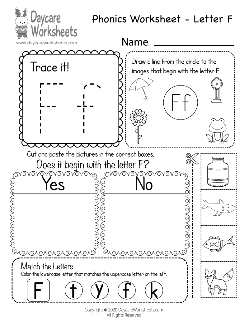 Free Letter F Phonics Worksheet For Preschool Beginning Sounds Letter F Coloring Worksheet Free Printable Digital PDF
