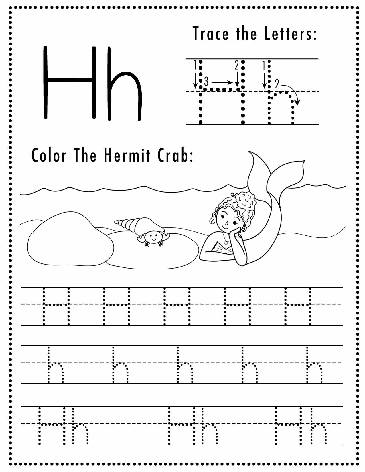 Free Letter H Tracing Worksheet Printable Mermaid Themed Sly Spoon Free Letter H Tracing Worksheet Printable Mermaid Themed Sly Spoon