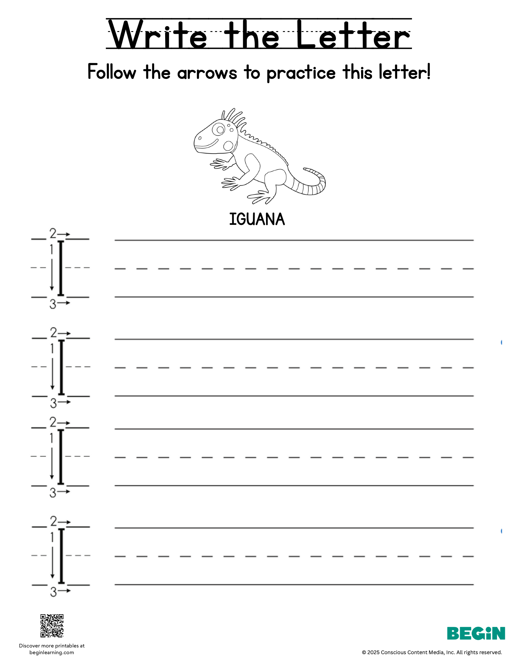 Free Letter I Printing Writing Worksheets Begin Learning