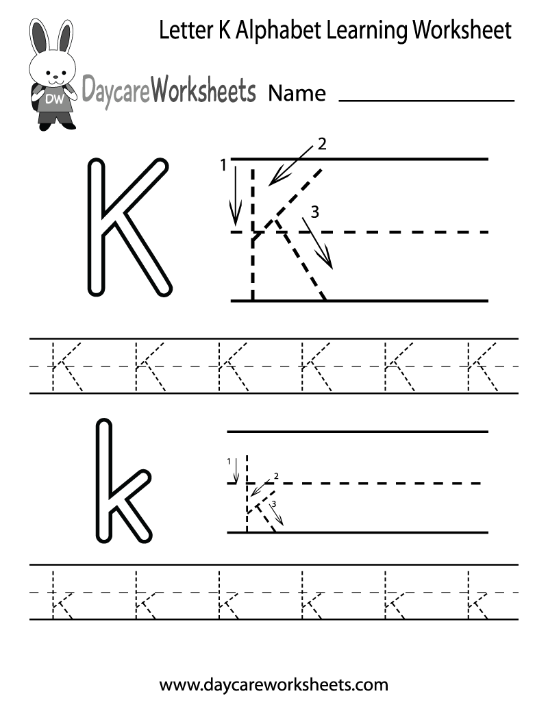 Free Letter K Alphabet Learning Worksheet For Preschool Free Letter K Alphabet Learning Worksheet For Preschool