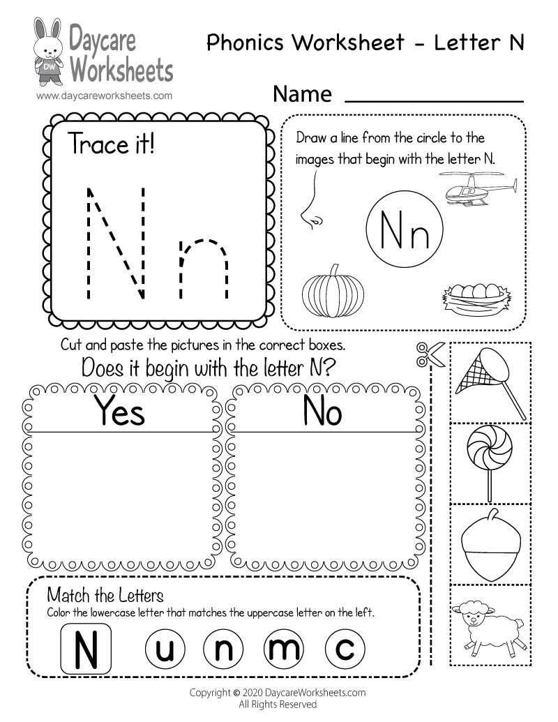 Free Letter N Phonics Worksheet For Preschool Beginning Sounds Letter N Tracing Worksheets Nature Inspired Learning