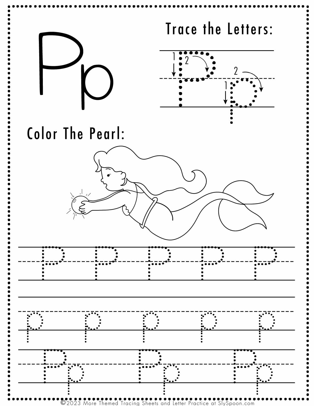 Free Letter P Tracing Worksheet Printable Mermaid Themed Sly Spoon Free Letter P Tracing Worksheet Printable Mermaid Themed Sly Spoon