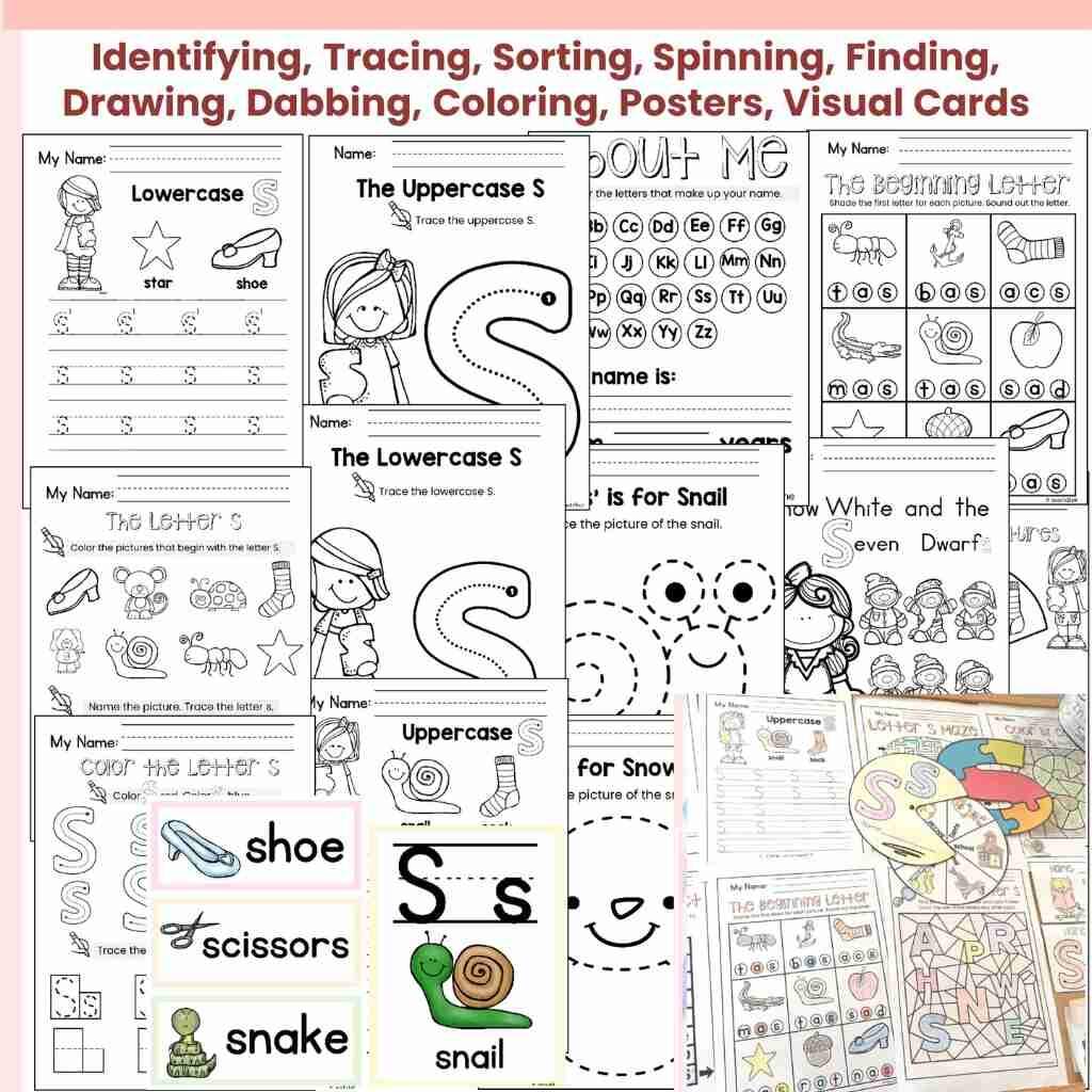 Free Letter S Worksheets And Crafts Uppercase And Lowercase Letter S Activities For Preschool Kindergarten