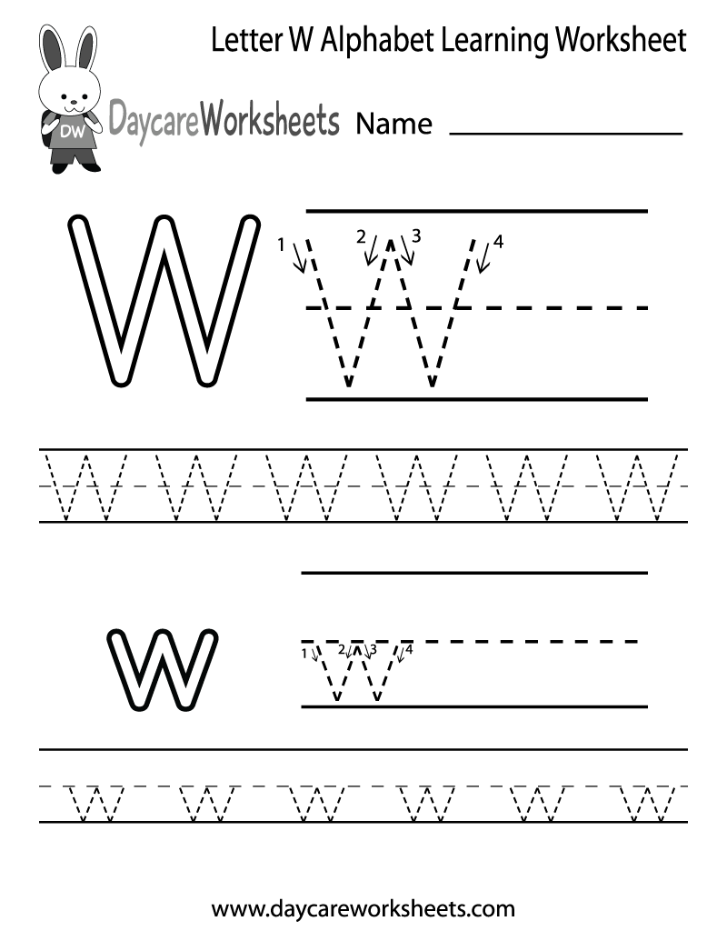 Free Letter W Alphabet Learning Worksheet For Preschool Tracing Letter W Alphabet Worksheet For Kindergarten And Preschool Kids For Handwriting Practice And Educational Activities In A Printable Page Illust Stock Vector Image Art Alamy