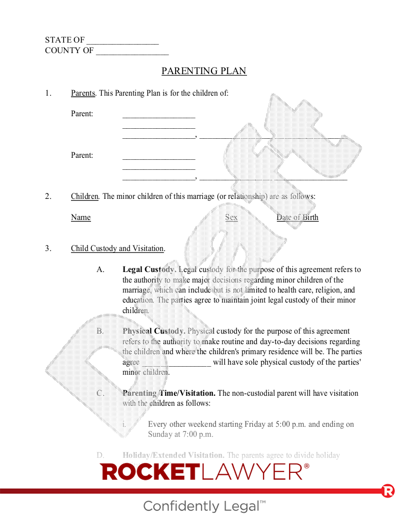 Free Parenting Plan Print Save Download Rocket Lawyer Free Parenting Plan Print Save Download Rocket Lawyer