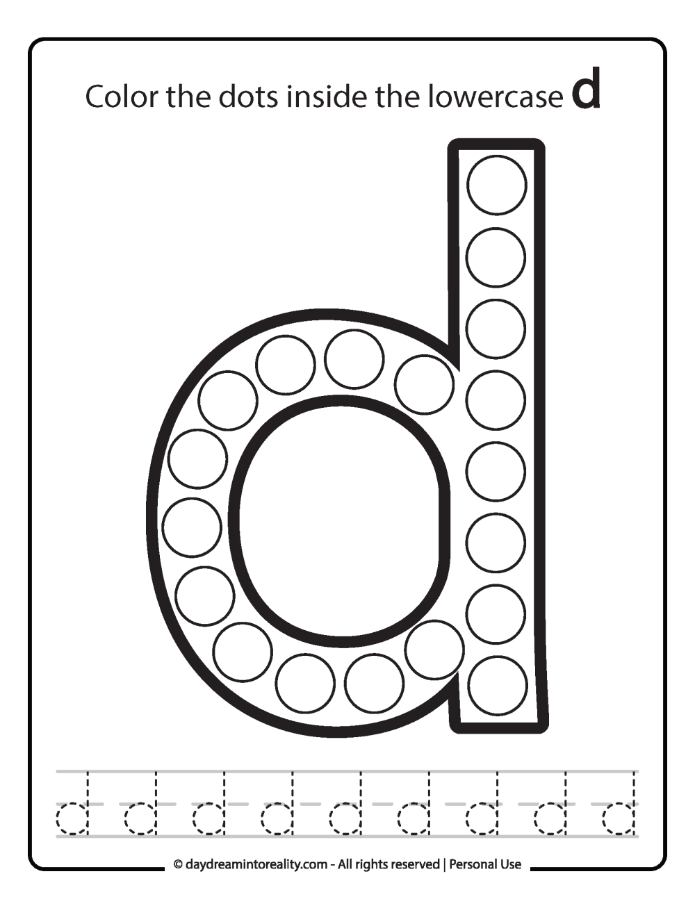 Free PDF Alphabet Dot Marker Worksheets Color Trace Daydream Into Reality Preschool Printables Letter A Dab It Jennibeemine