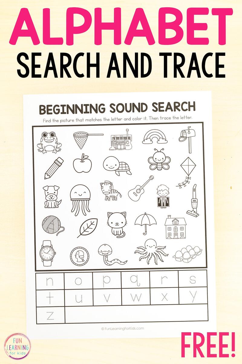 Free Printable Beginning Sound Search And Trace Alphabet Worksheets Beginning Sounds Worksheet Free Printable Digital PDF