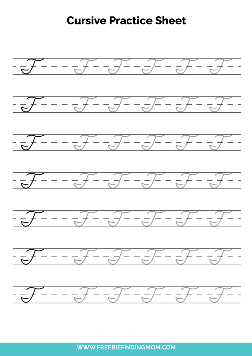 Free Printable Cursive Alphabet Practice Sheets Capital T