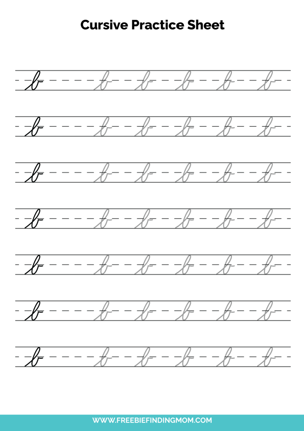 Free Printable Cursive Letter B Writing Grade 1 Worksheets