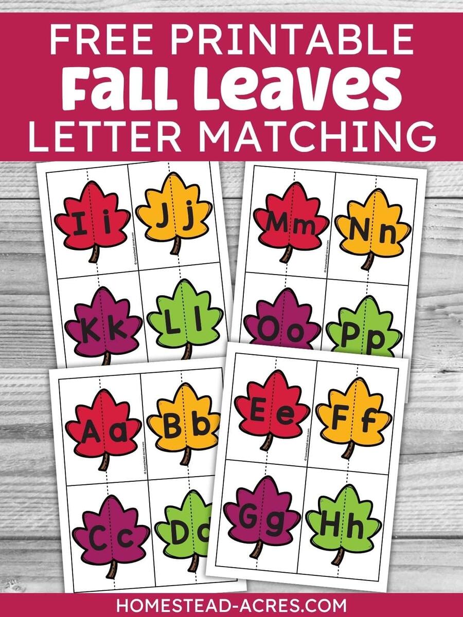 Free Printable Fall Leaves Upper And Lowercase Matching Puzzles Free Printable Fall Leaves Upper And Lowercase Matching Puzzles