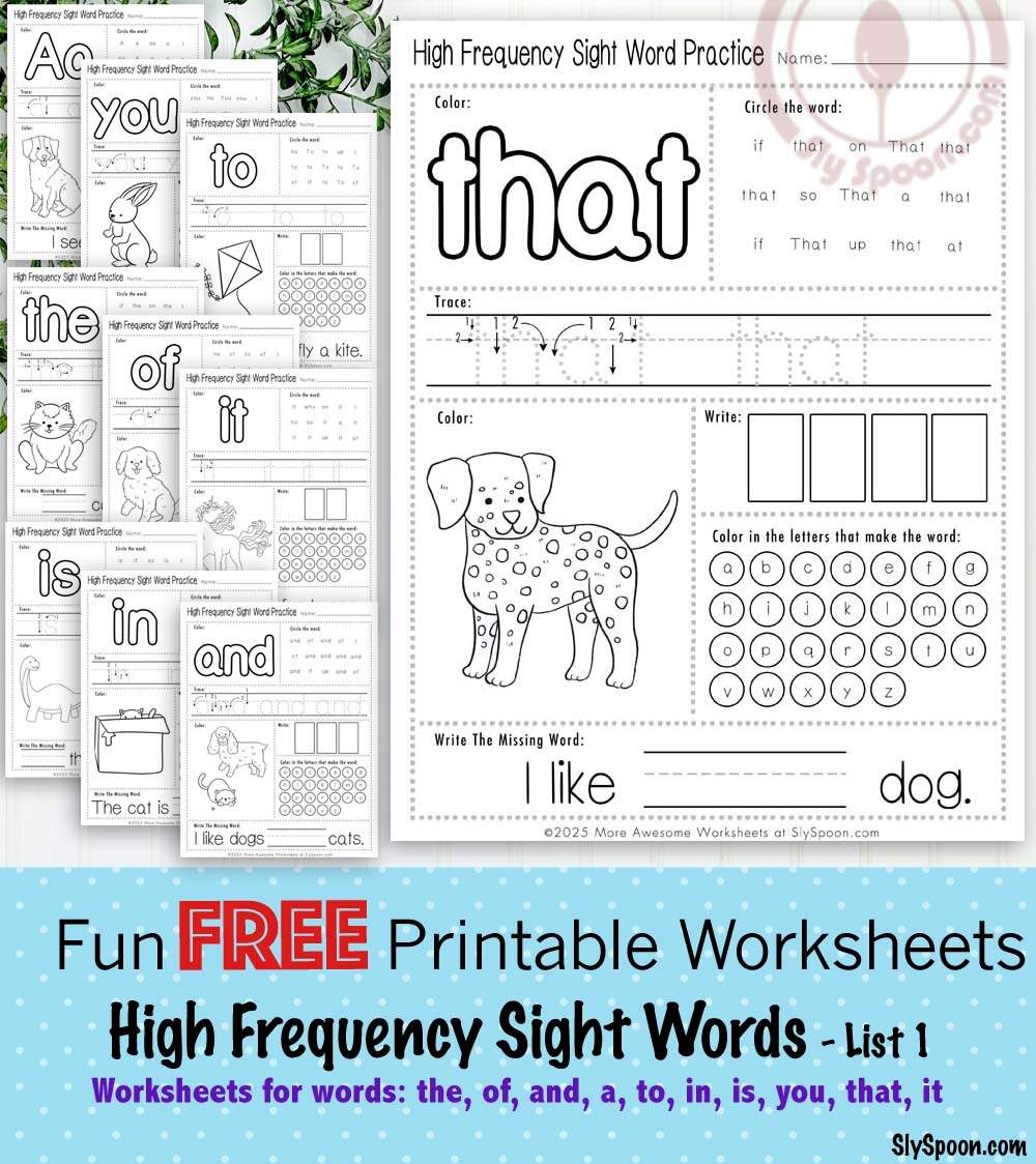 Free Printable High Frequency Sight Word Worksheets Sight Words The Of And A To In Is You That It List 1 Of 10 Sly Spoon Free Printable High Frequency Sight Word Worksheets Sight Words The Of And A To In Is You That It List 1 Of 10 Sly Spoon