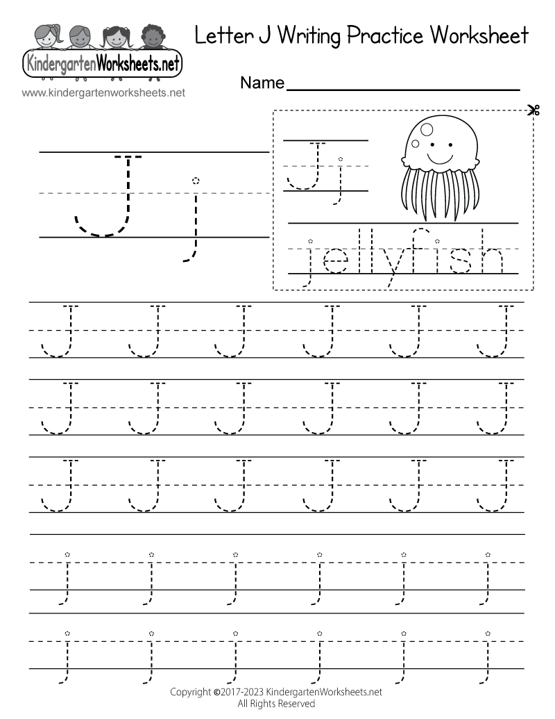 Free Printable Letter J Writing Practice Worksheet Letter J Preschool Printables Preschool Mom