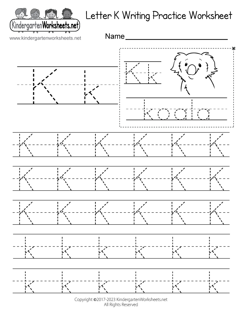 Free Printable Letter K Writing Practice Worksheet Letter K Coloring Worksheet Free Printable Digital PDF