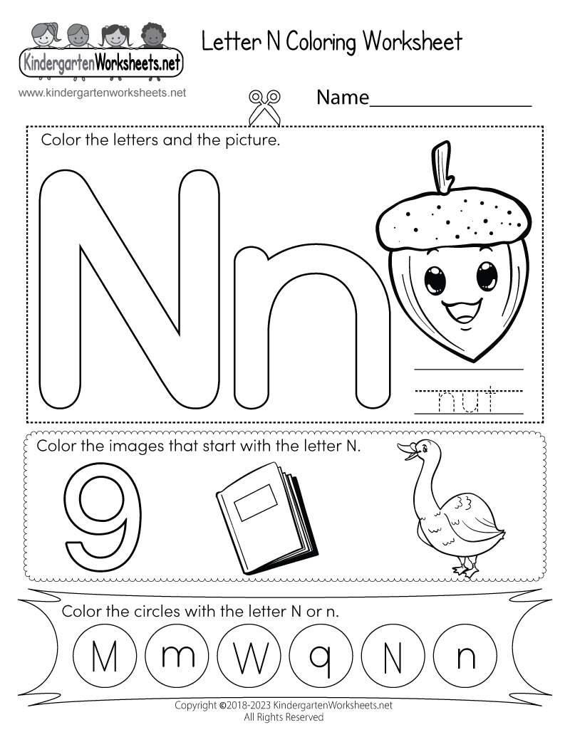 Free Printable Letter N Coloring Worksheet English For Kids Step By Step Letter N Worksheets Flash Cards Coloring Pages