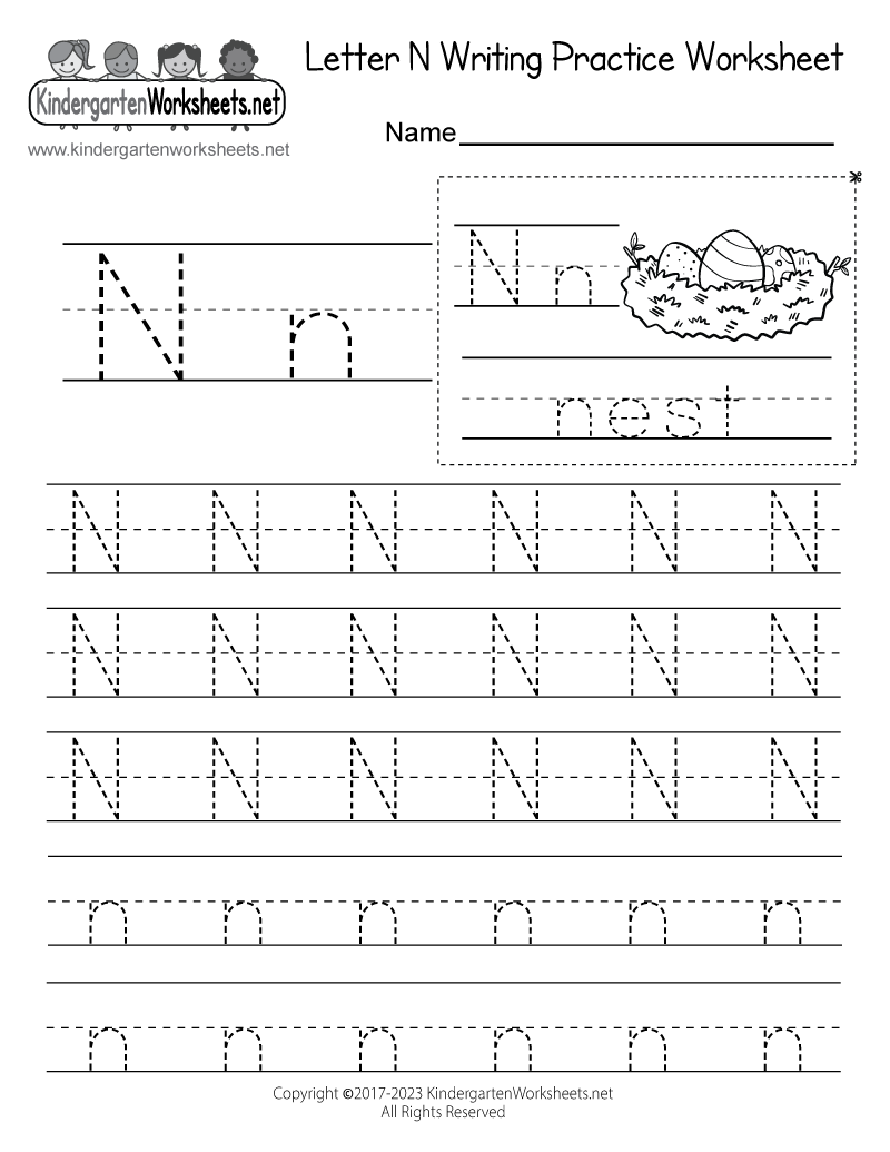 Free Printable Letter N Writing Practice Worksheet Free Printable Letter N Writing Practice Worksheet
