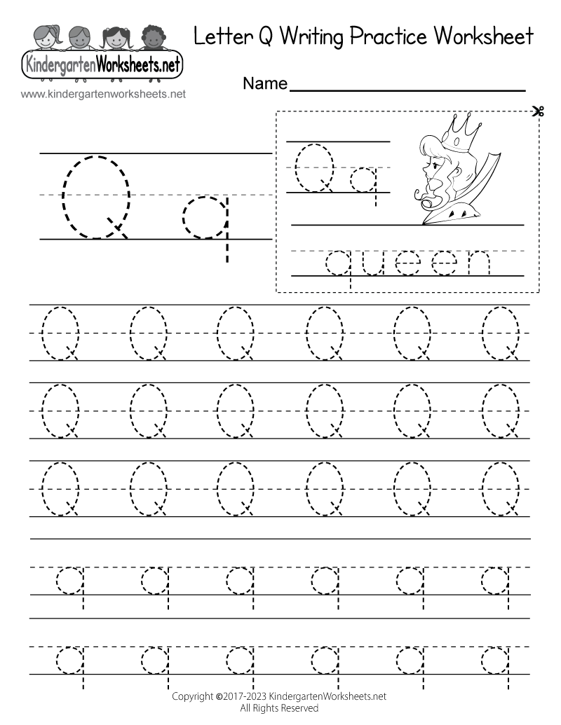 Free Printable Letter Q Writing Practice Worksheet Letter Q Coloring Worksheet Free Printable Digital PDF
