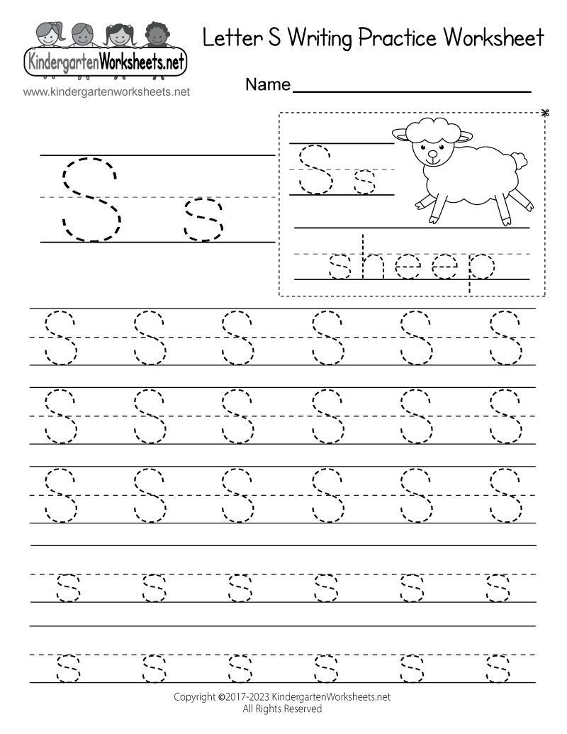 Free Printable Letter S Writing Practice Worksheet Kids Under 7 Letter S Practice Writing Worksheet