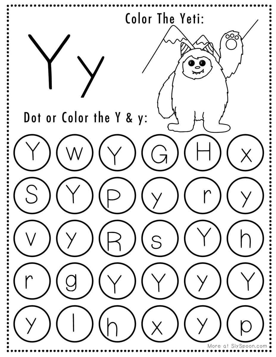 Free Printable Letter Y Worksheets Sly Spoon