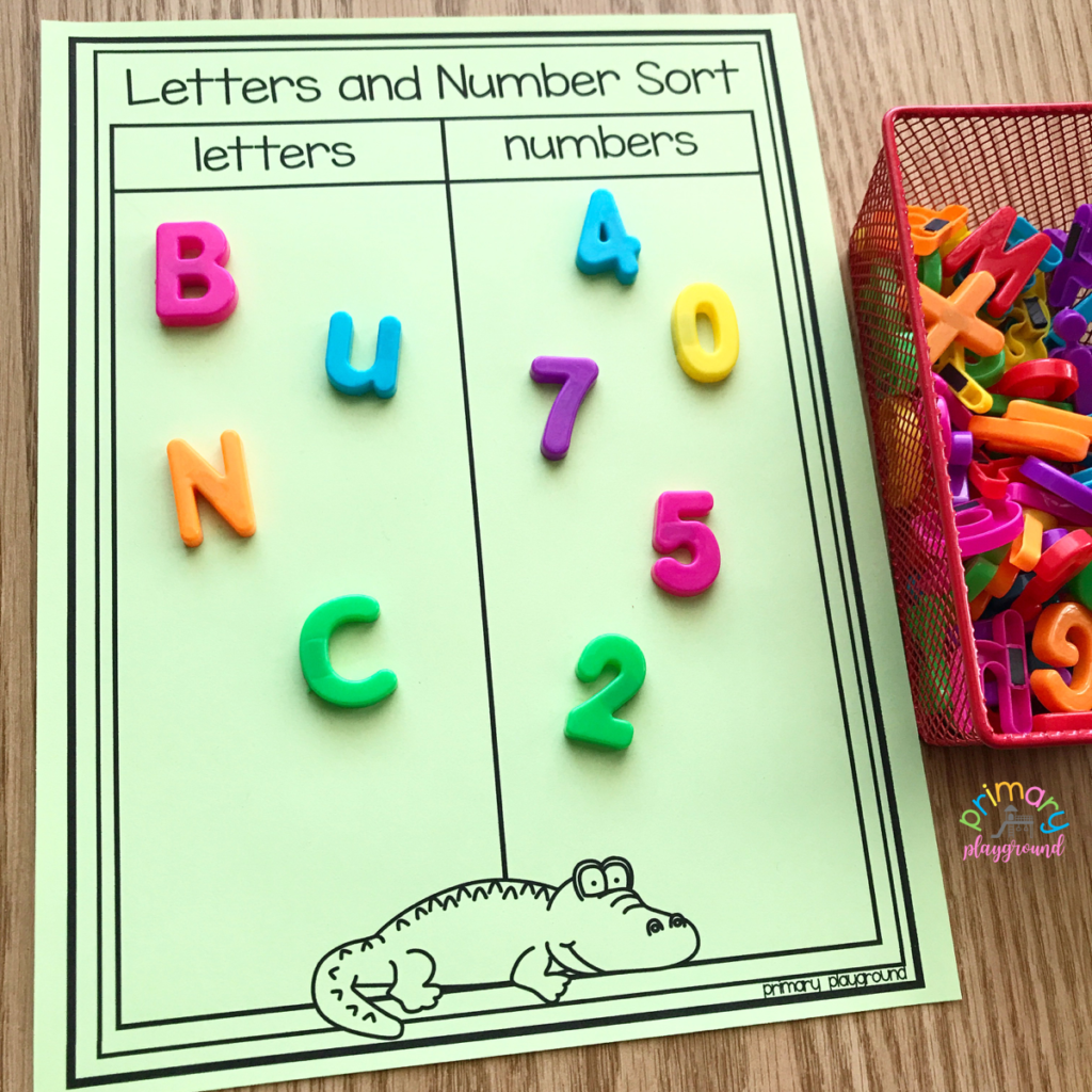 Free Printable Letters And Numbers Sort Primary Playground Same Different Worksheets Visual Discrimination Objects Shapes Letters Numbers Made By Teachers