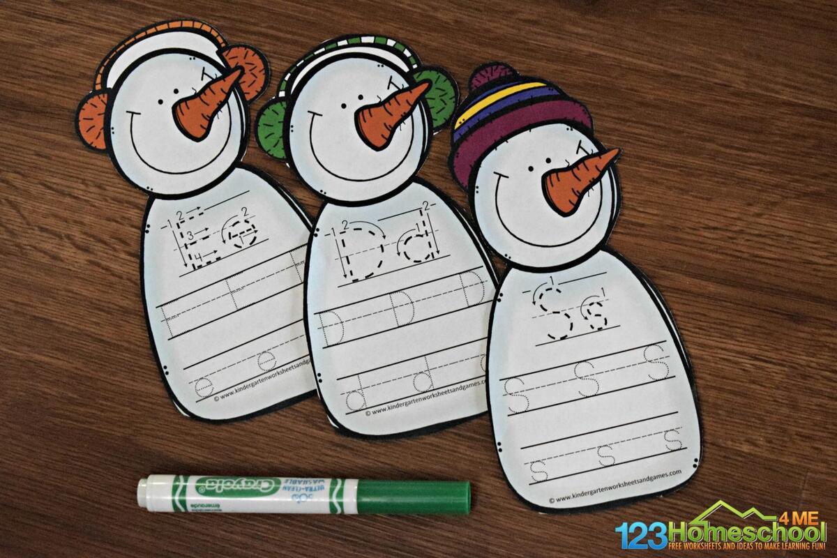 FREE Printable Snowman Letter Tracing Activities For Preschoolers