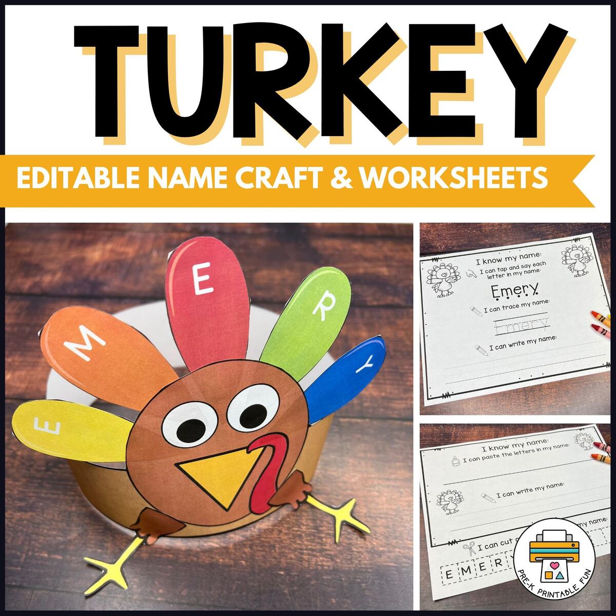 Free Turkey Editable Name Craft And Worksheets Free Turkey Editable Name Craft And Worksheets