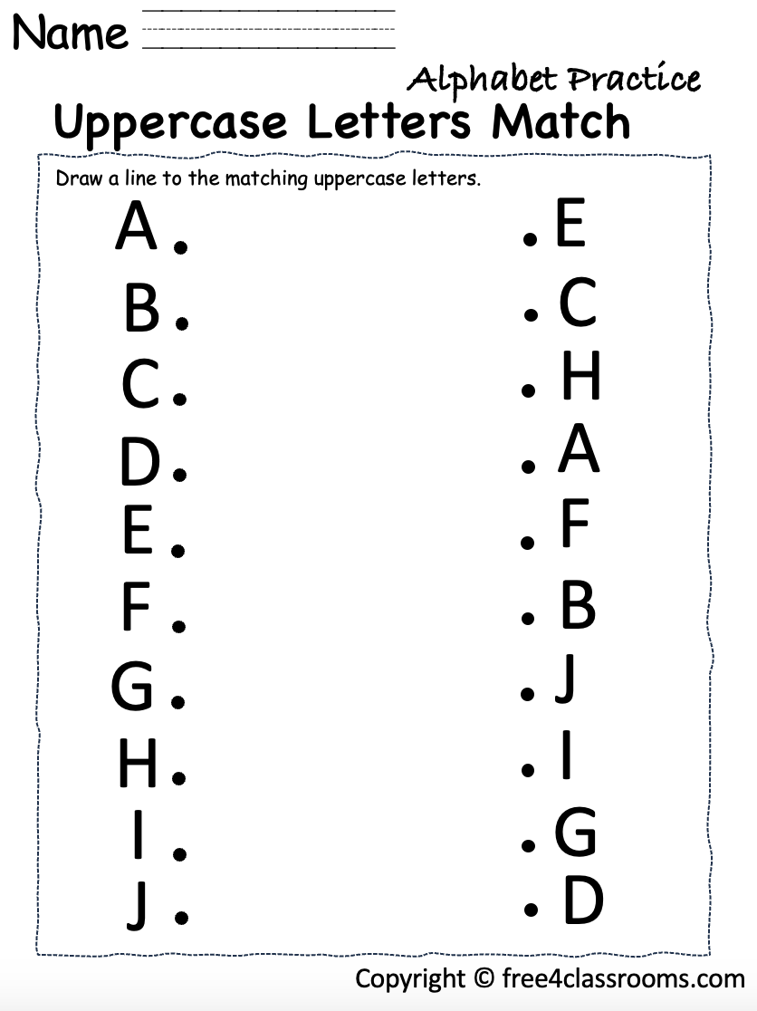 Free Uppercase Letter Practice Free Worksheets Free4Classrooms Letter Matching Worksheets Alphabet Matching Worksheets Alphabet Matching Printables Match Uppercase And Lowercase Letters MegaWorkbook