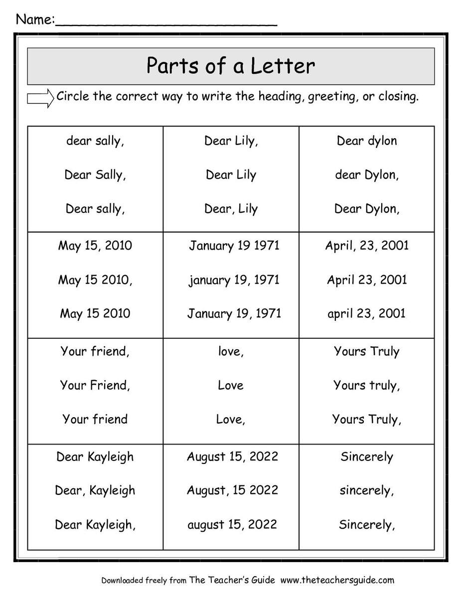 Friendly Letter Worksheets From The Teacher S Guide Friendly Letter Writing Template By Teach Simple